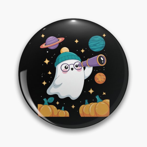 Item preview, Pastel Halloween Ghost Exploring Space with Telescope Fun designed and sold by JaskconLIfe23.