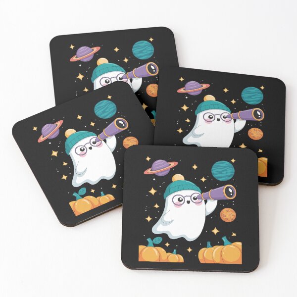 Item preview, Pastel Halloween Ghost Exploring Space with Telescope Fun designed and sold by JaskconLIfe23.