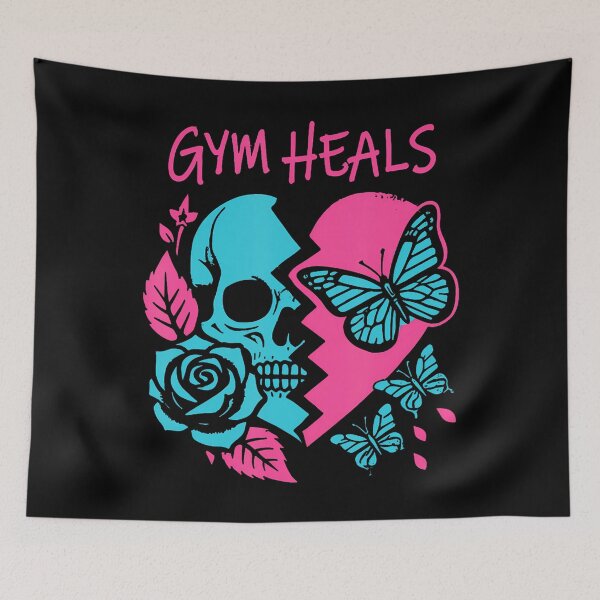 Item preview, Gym Heals Retro Skull Broken Heart Print Motivation Workout designed and sold by MarionCharleen.