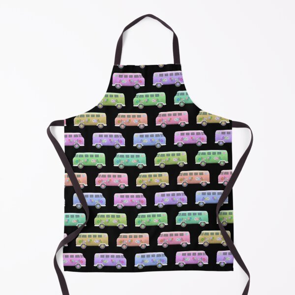 Item preview, Vintage Retro Classic Toy Flower Power Campervan Motorhome Camping Novelty Design for Nurseries Kids Man Cave Black designed and sold by piptompatternco.