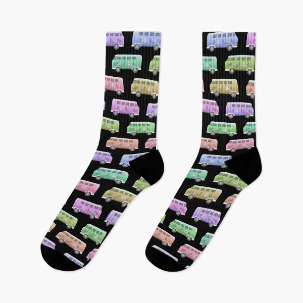 Item preview, Vintage Retro Classic Toy Flower Power Campervan Motorhome Camping Novelty Design for Nurseries Kids Man Cave Black designed and sold by piptompatternco.