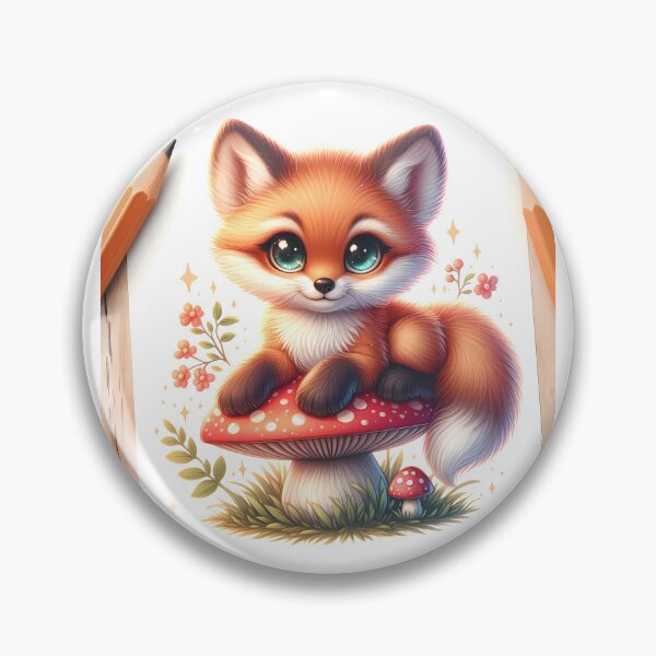 Item preview, Cute Kawaii Baby Fox on Red Mushroom designed and sold by oynipshop.
