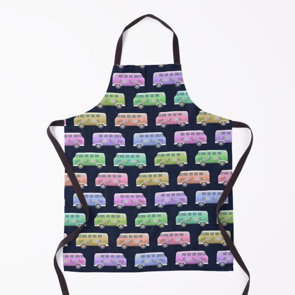 Item preview, Vintage Retro Classic Toy Flower Power Campervan Motorhome Camping Novelty Design for Nurseries Kids Man Cave Navy Blue designed and sold by piptompatternco.