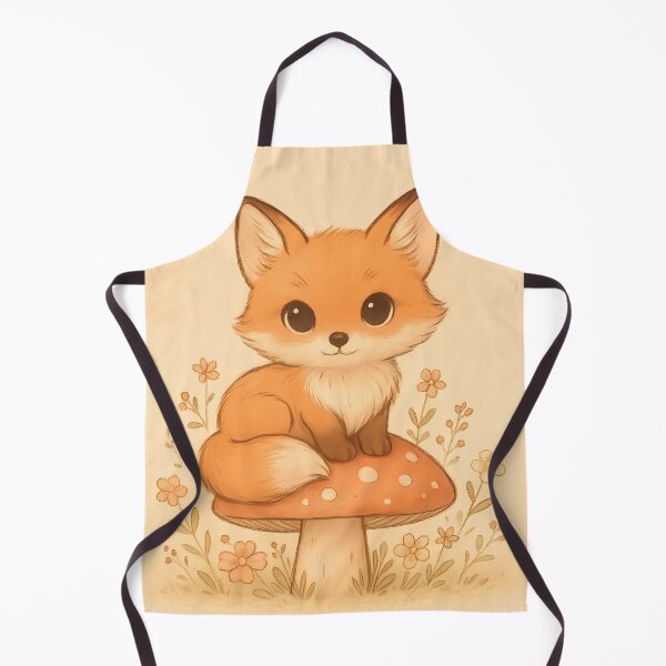 Item preview, Adorable Fox Kit Sitting on Toadstool Warm Tones designed and sold by oynipshop.