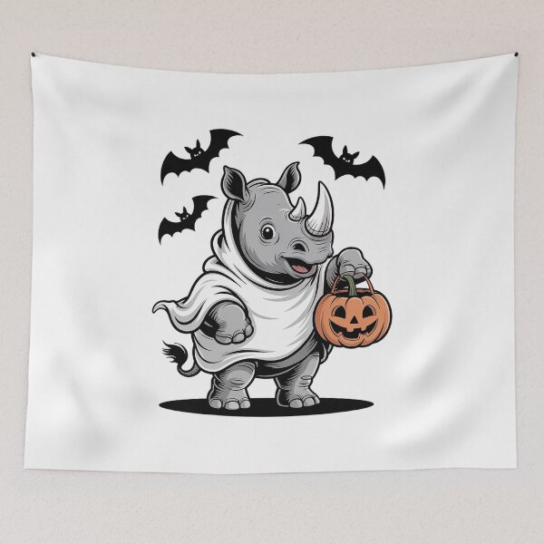 Item preview, Funny Rhino Ghost Halloween Costume Rhinoceros Jackolantern  designed and sold by RayArmstrong.