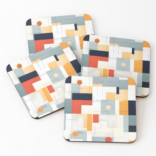 Item preview, Mid-Century Modern Abstract Geometric In Slate, Yellow, Orange designed and sold by DEC02.