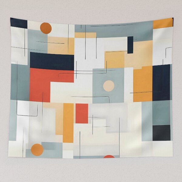 Item preview, Mid-Century Modern Abstract Geometric In Slate, Yellow, Orange designed and sold by DEC02.