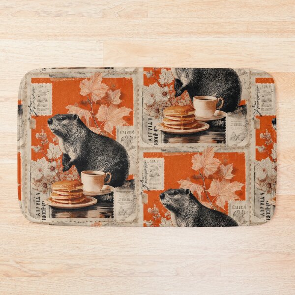 Item preview, Canadian beaver with pancakes, coffee and maple leaves designed and sold by CoffeeinBloom.