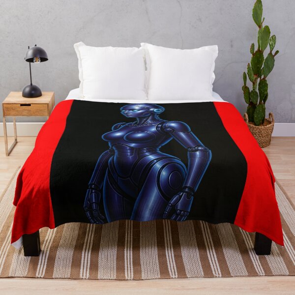 Item preview, Futuristic Female Cyborg Art – Blue Sci-Fi Robot Portrait designed and sold by Sim shin.