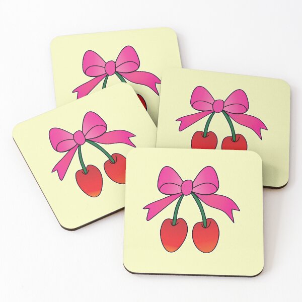 Item preview, Cute Cherry with Pink Ribbon Illustration designed and sold by RS4you.