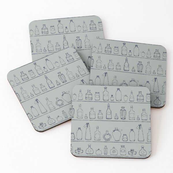 Item preview, A witches apothecary - sketched bottles on shelves designed and sold by Goddessart.