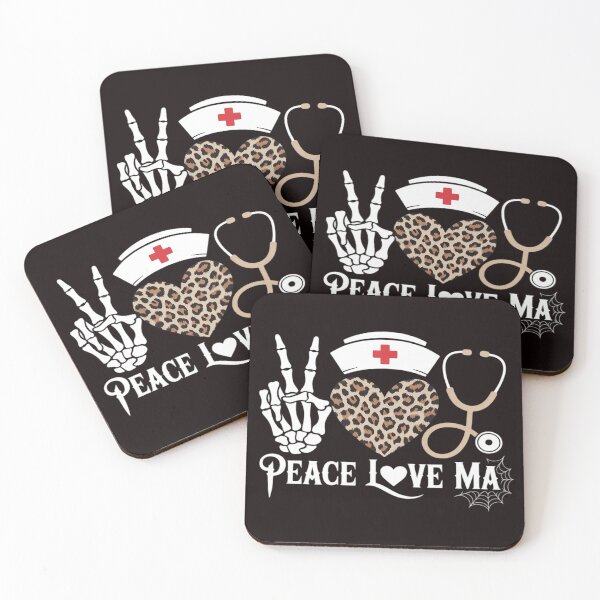Item preview, Peace Love Medical Assistant Nurse Spooky Skeleton Halloween designed and sold by HardcoreTour.