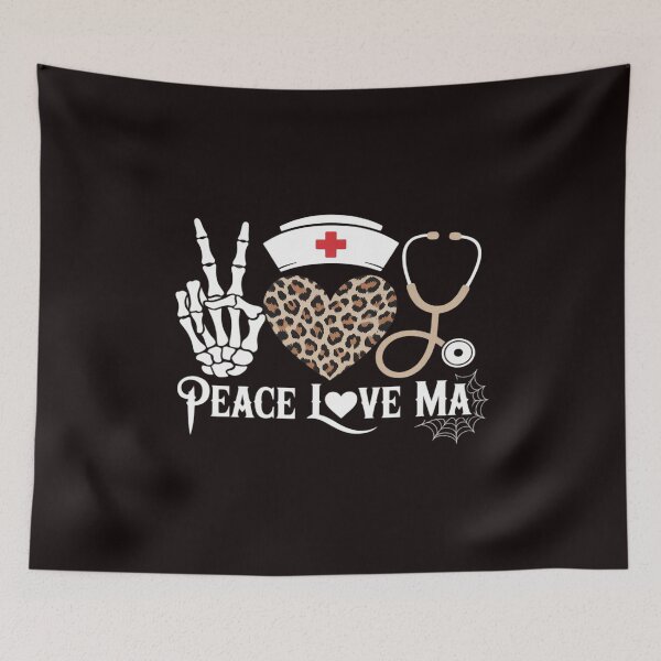 Item preview, Peace Love Medical Assistant Nurse Spooky Skeleton Halloween designed and sold by HardcoreTour.