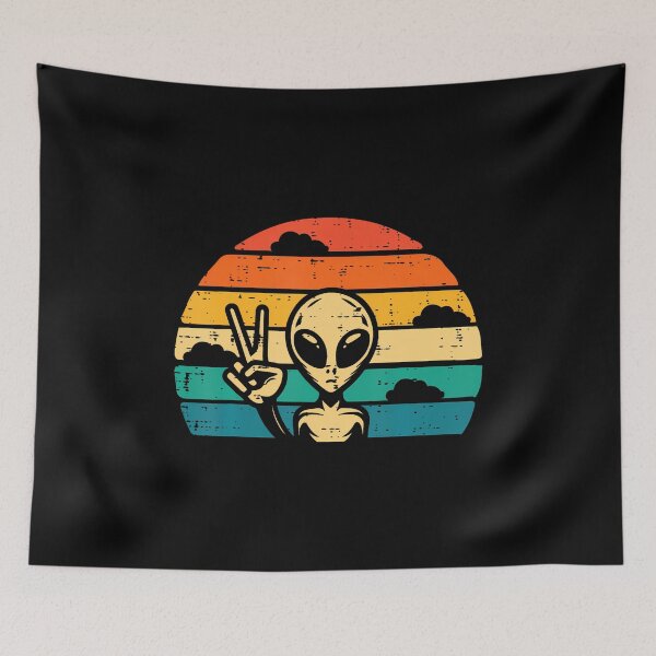 Item preview, Alien Peace Sunset Retro Ufo Extraterrestrial Women Men Kids designed and sold by LeanneSandra.