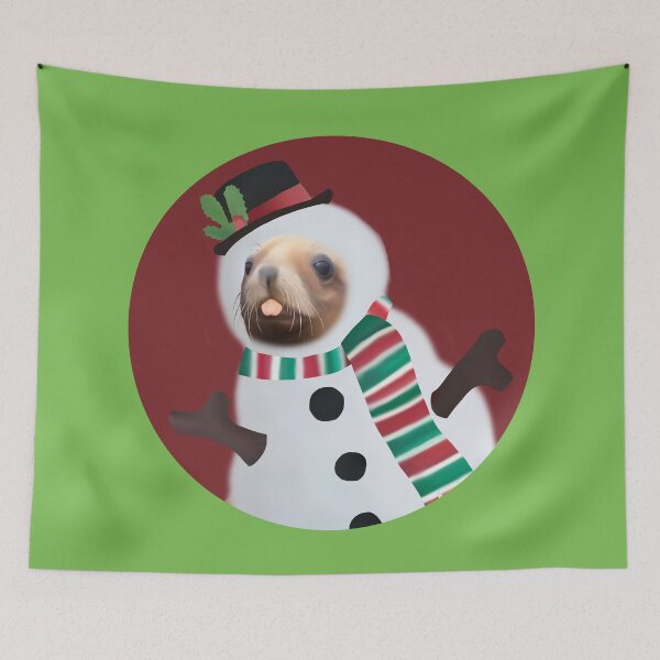 Item preview, Snow Pakake (New Zealand Sea Lion) pup blep on red designed and sold by GivernyKate.