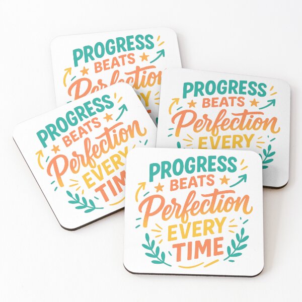 Item preview, Progress Beats Perfection Every Time | Motivational Growth Mindset Quote Design designed and sold by inkoutninja.