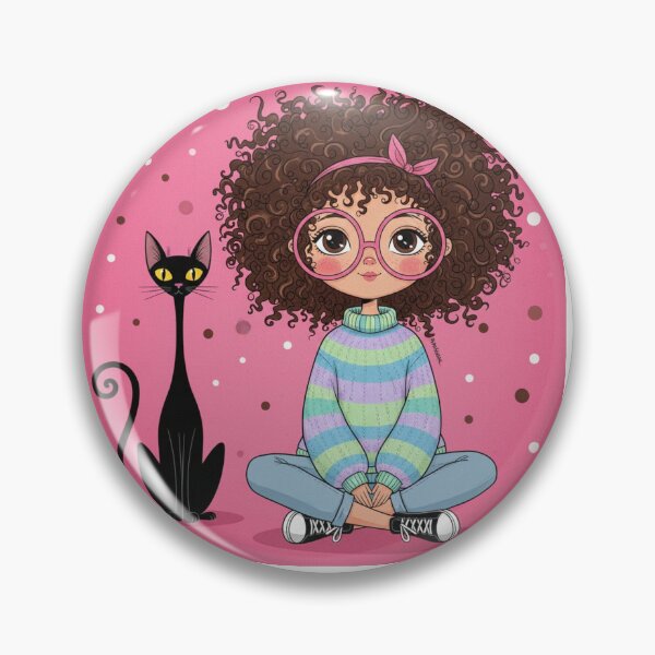 Item preview, Curly Queen & Her Cool Cat. ​Pastel Vibes & Good Times . designed and sold by ZyVoAli.