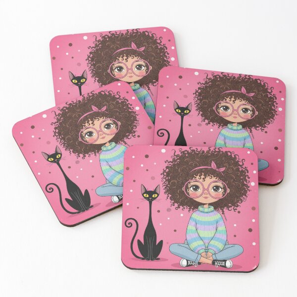 Item preview, Curly Queen & Her Cool Cat. ​Pastel Vibes & Good Times . designed and sold by ZyVoAli.