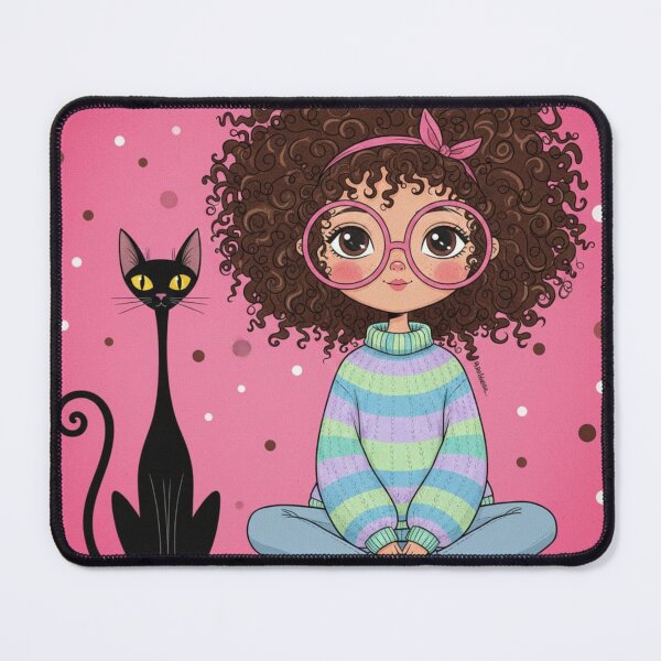 Item preview, Curly Queen & Her Cool Cat. Pastel Vibes & Good Times . designed and sold by ZyVoAli.