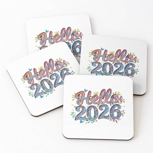 Item preview, hello 2026 word lettering with watercolor painting flowers on plain white background designed and sold by PWDigitalArt.