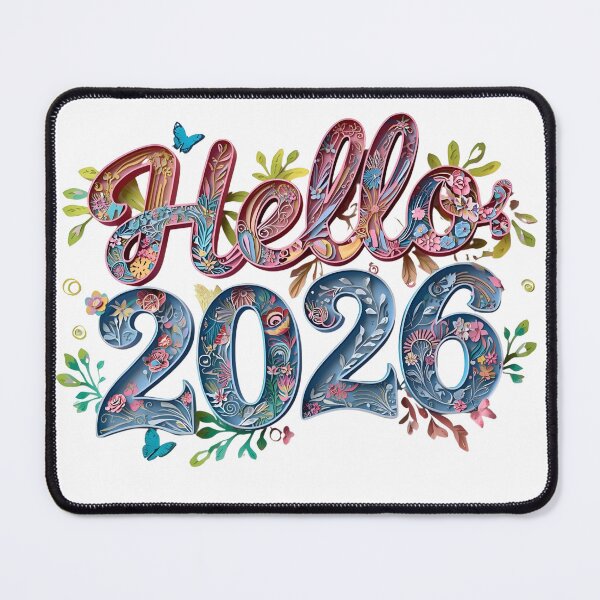 Item preview, hello 2026 word lettering with watercolor painting flowers on plain white background designed and sold by PWDigitalArt.