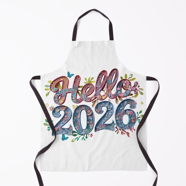 Item preview, hello 2026 word lettering with watercolor painting flowers on plain white background designed and sold by PWDigitalArt.