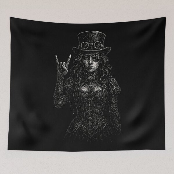 Item preview, Steampunk Gothic Rebel Girl – Dark Victorian Scratch Art designed and sold by Mortisigil.