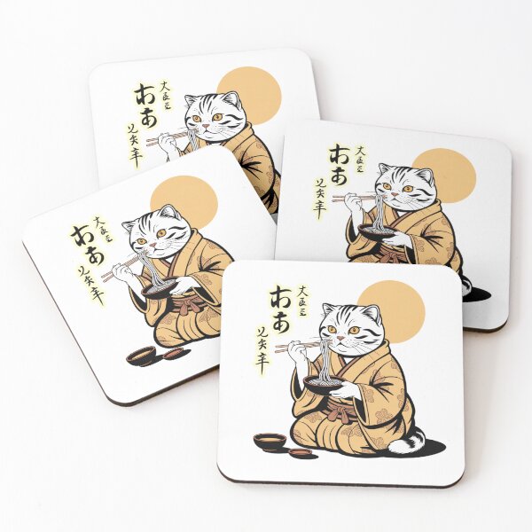 Item preview, Cute Kimono Cat Eating Ramen Japanese Illustration designed and sold by chattsuede.