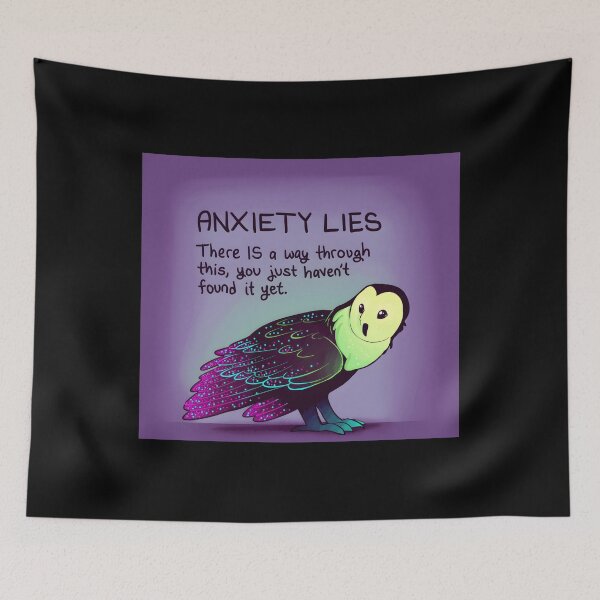 Item preview, Anxiety Lies Sparkle Neon Owl designed and sold by AmyHammac.