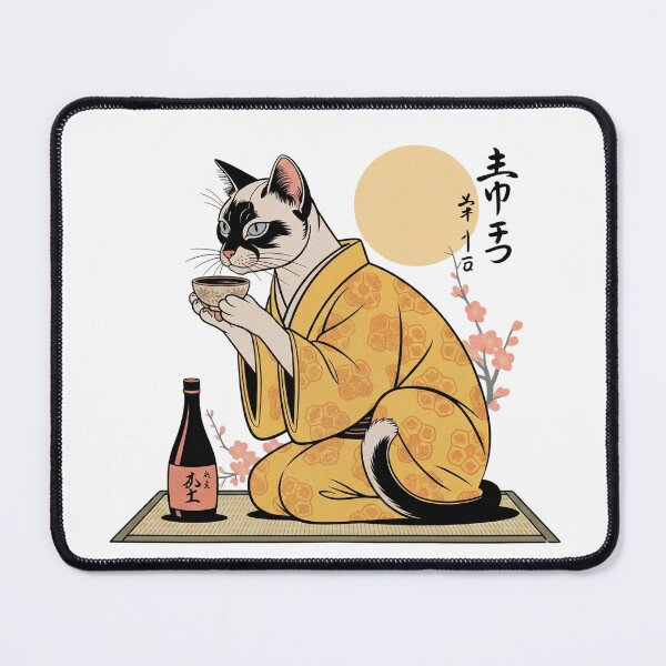 Item preview, Siamese Cat Drinking Sake Kimono Japanese Aesthetic designed and sold by chattsuede.