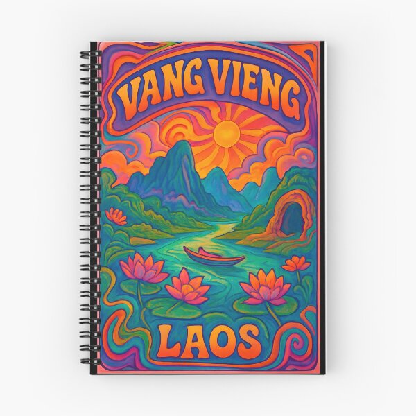 Item preview, Vang Vieng Psychedelic Travel Poster - 70s Retro Art designed and sold by Cosmopolis.