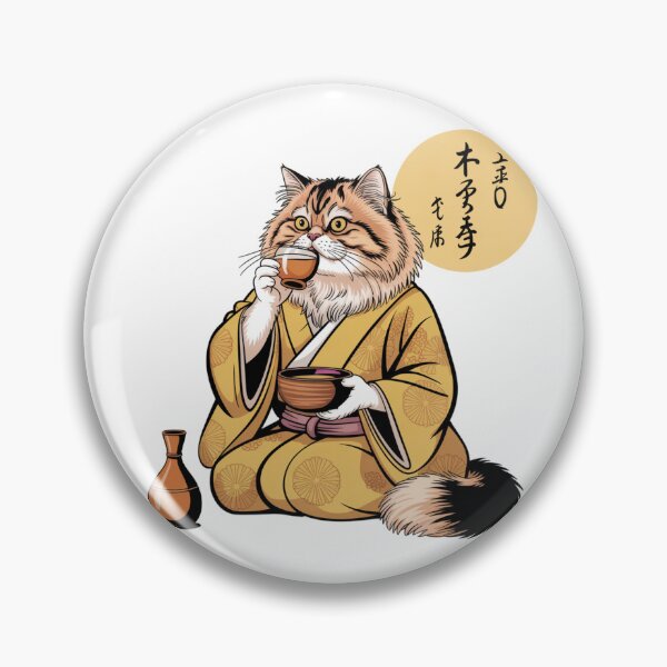 Item preview, Persian Cat Drinking Sake Masu Kawaii Kimono Art designed and sold by chattsuede.