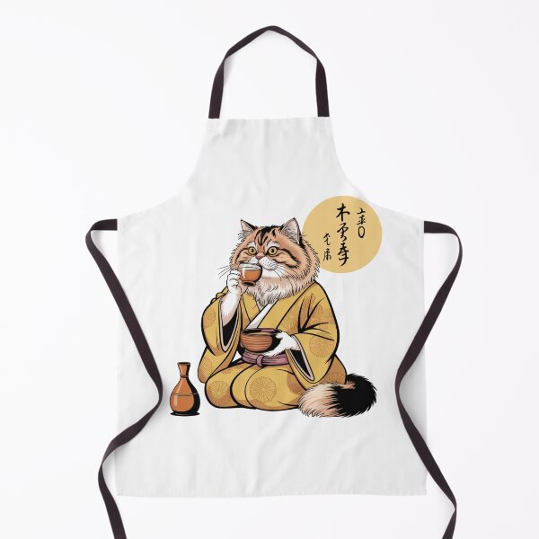 Item preview, Persian Cat Drinking Sake Masu Kawaii Kimono Art designed and sold by chattsuede.