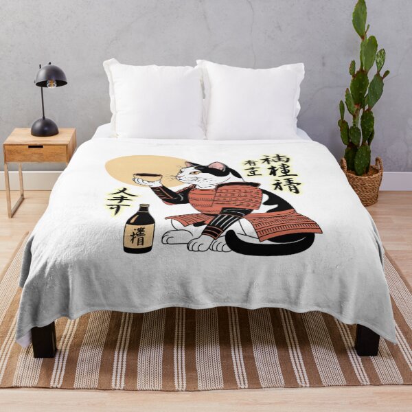 Item preview, Samurai Bobtail Kimono Cat Drinking Sake Japanese designed and sold by chattsuede.