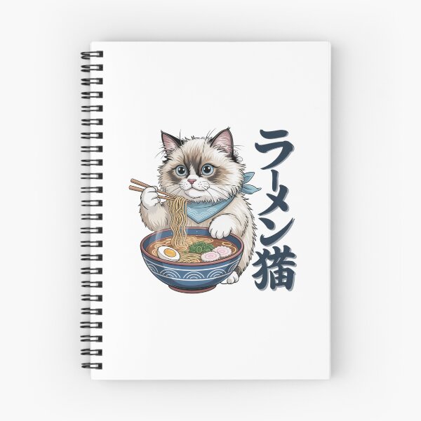 Aperçu de l'œuvre Chat Ragdoll mangeant des ramen (nouilles japonaises) créée et vendue par chattsuede.