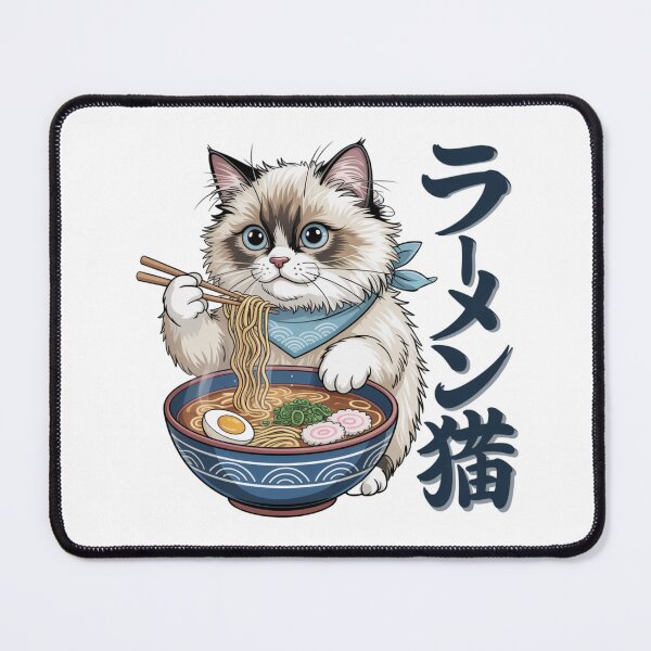 Item preview, Ragdoll Cat Eating Ramen Japanese Noodle designed and sold by chattsuede.