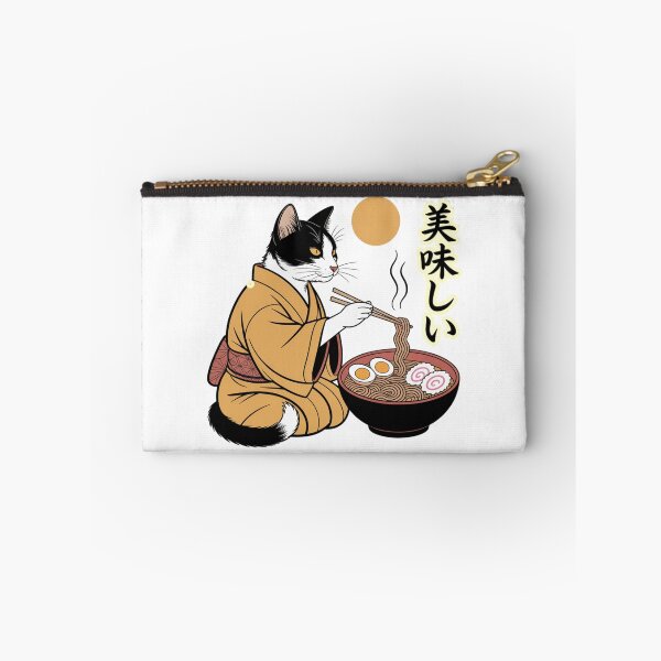 Item preview, Japanese Bobtail Cat Eating Ramen In Kimono Anime Art designed and sold by chattsuede.