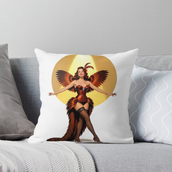 Item preview, Thanksgiving Turkey Winged Showgirl — Vintage Burlesque Pinup Art Print designed and sold by Lightning-Lace.