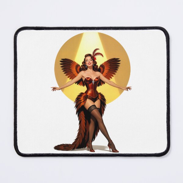 Item preview, Thanksgiving Turkey Winged Showgirl — Vintage Burlesque Pinup Art Print designed and sold by Lightning-Lace.
