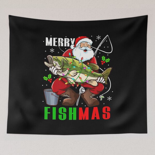 Item preview, Merry Christmas Fish Funny Santa Holding Fish Fishing Lover designed and sold by LavetaCatherine.