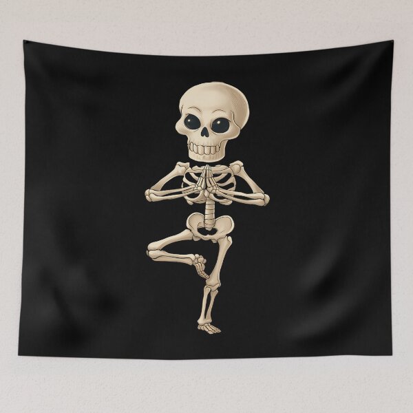 Item preview, Funny Yoga Skeleton Fitness Wellness Cartoon Illustration designed and sold by ChelseaEula.