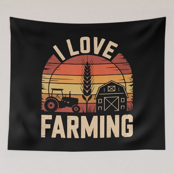 Item preview, I Love Farming Wheat Barn Tractor Sunset designed and sold by MindyMarianela.