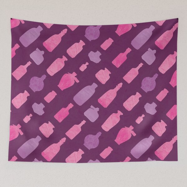 Item preview, Tipsy bottles - diagonal watercolor pink purple lucky potions designed and sold by Goddessart.