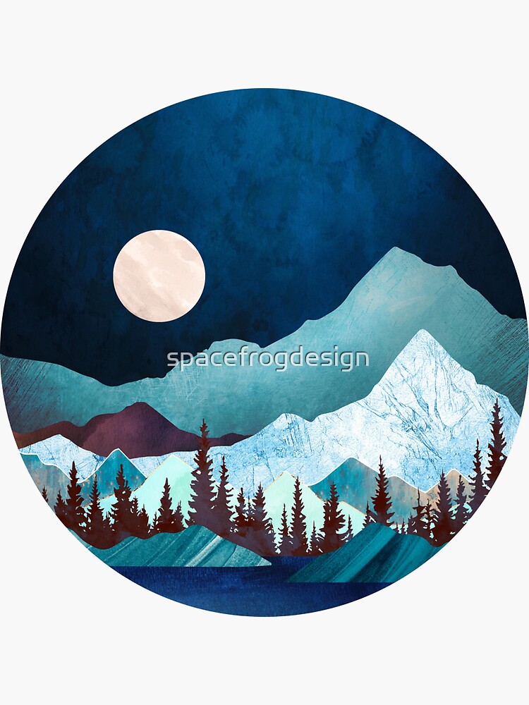 Sticker Art Mountain and Moon Sticker