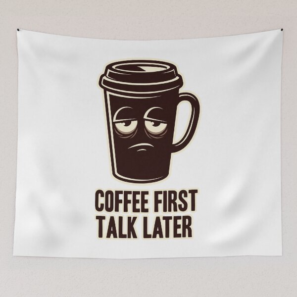 Item preview, Coffee First Talk Later Funny Tired Meme Tee designed and sold by Quillway.