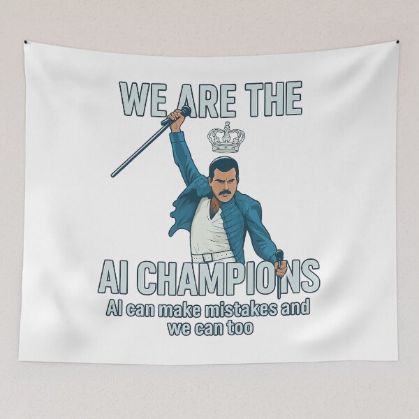 Item preview, We Are The AI Champions - Freddie Mercury Queen Parody - Freddie Mercury designed and sold by JayeAdorableCat.