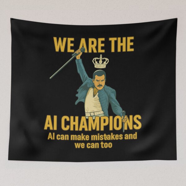Item preview, We Are The AI Champions - Freddie Mercury Queen Parody - Freddie Mercury designed and sold by JayeAdorableCat.