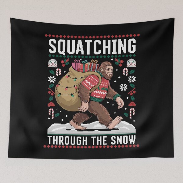 Item preview, Squatching Through The Snow Squatch Rock Bigfoot Christmas designed and sold by PowAcademy.