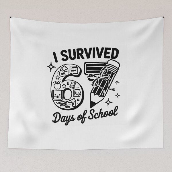 Item preview, Couquette I Survived Six Sven Day Of School, Funny Meme, Genz Slang, Funny Teacher designed and sold by vintagearttee.