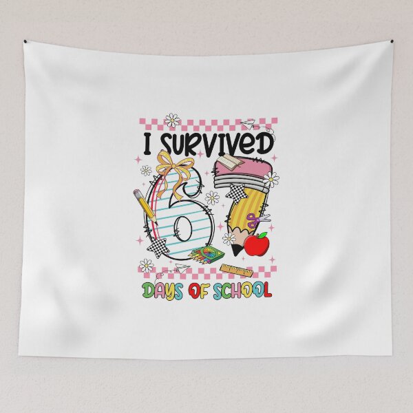 Item preview, Checkered Couquette I Survived Six Sven Day Of School, Back To School , Genz Slang, Funny Teacher designed and sold by vintagearttee.
